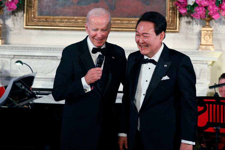 US President Joe Biden (l.) and South Korean President Yoon Suk-yeol joined forces during a state dinner at the White House on Wednesday.