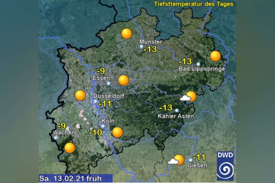 Zu Beginn des Wochenendes werden in NRW wieder zweistellige Minusgrade erreicht.