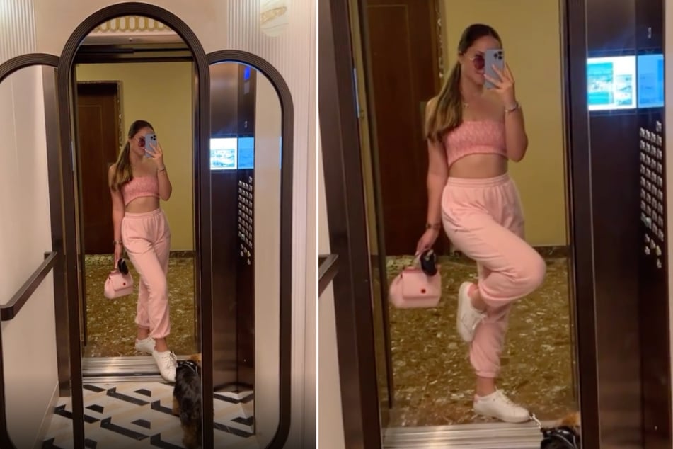 Davina Geiss (19) posiert im Instagram-Video ganz in Rosa.