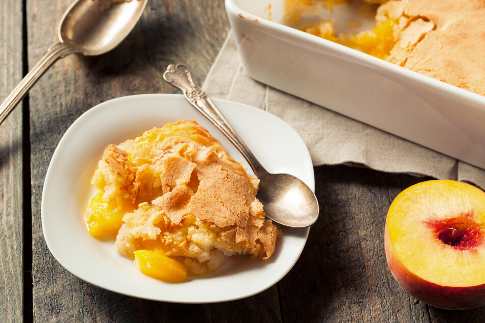 You can chuck together an easy peach cobbler while cooking your main course.