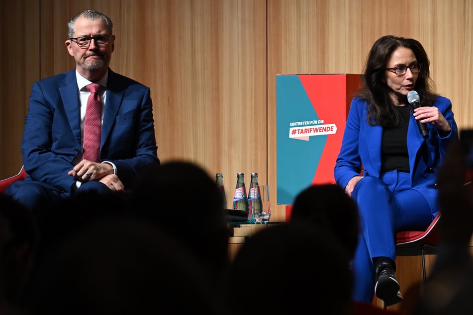 Arbeitgeberpräsident Rainer Dulger (61) und Yasmin Fahimi (57), Vorsitzende des Deutschen Gewerkschaftsbundes, appellieren an die Bürger, bei der Bundestagswahl teilzunehmen.