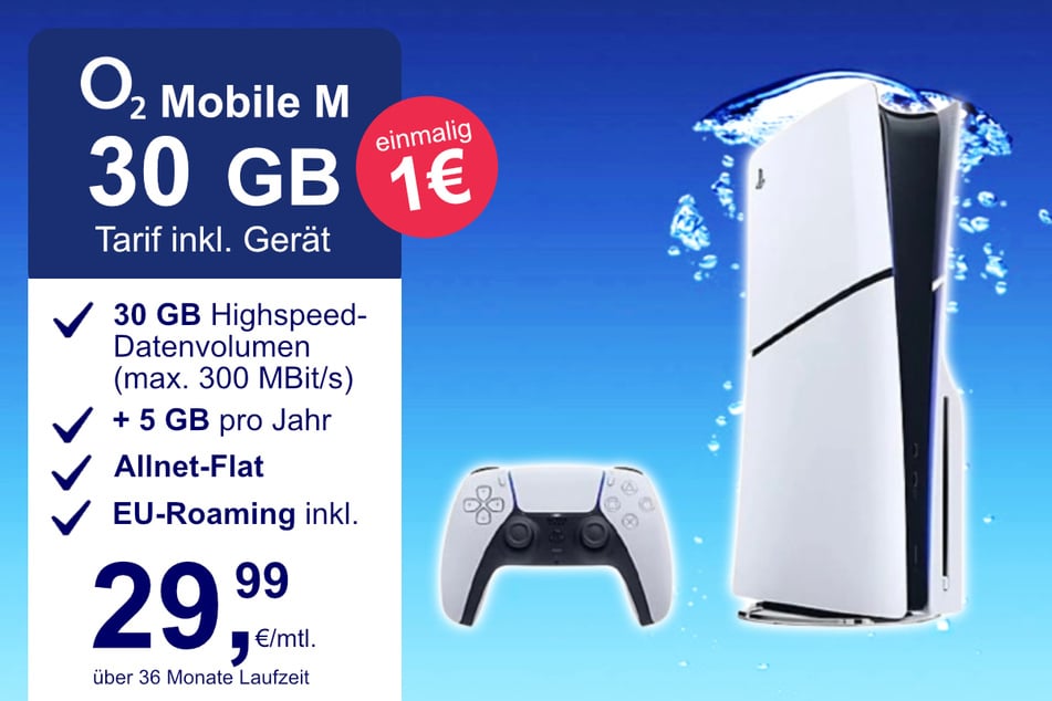Die PS5 Slim Digital Edition im o2 Mobile M inkl. 30 GB+ für einmalig nur 1 Euro.