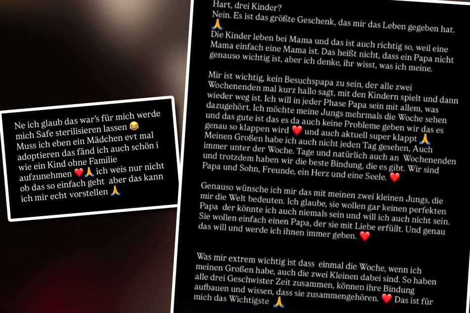 In seiner Instagram-Story hat Pietro Lombardi betont, wie sehr er seine drei Söhne liebt.