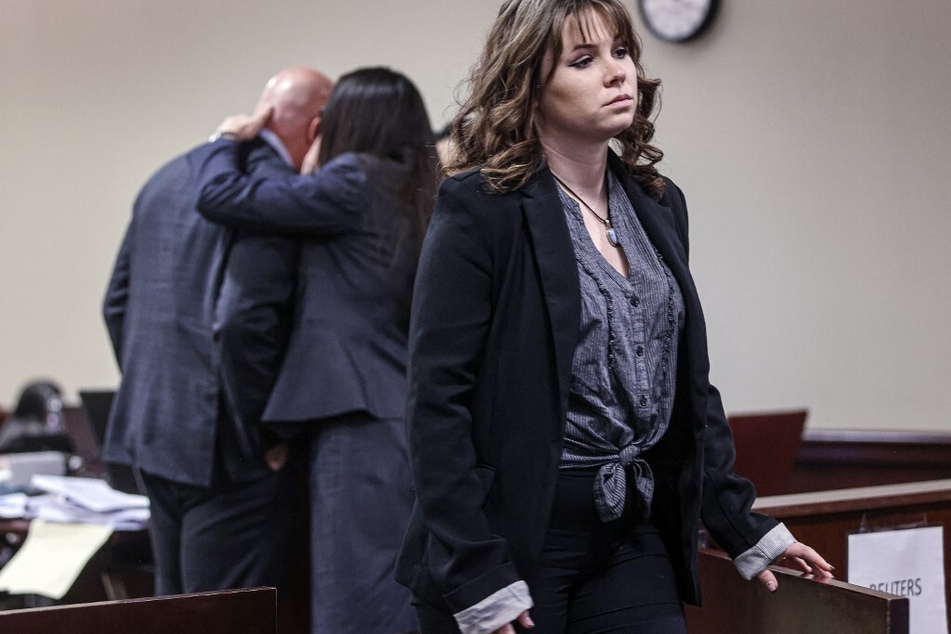 Hannah Gutierrez-Reed leaves the courtroom during a break in her involuntary manslaughter trial at the First Judicial District Courthouse in Santa Fe, New Mexico.