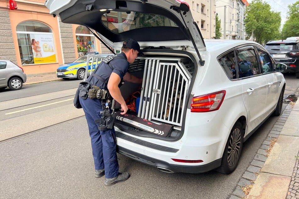 Die Beamten rückten mit einem Spürhund an.