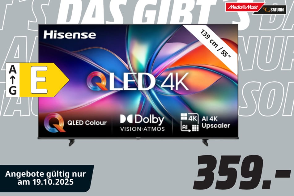 55-Zoll Hisense-Fernseher für 359 Euro.
