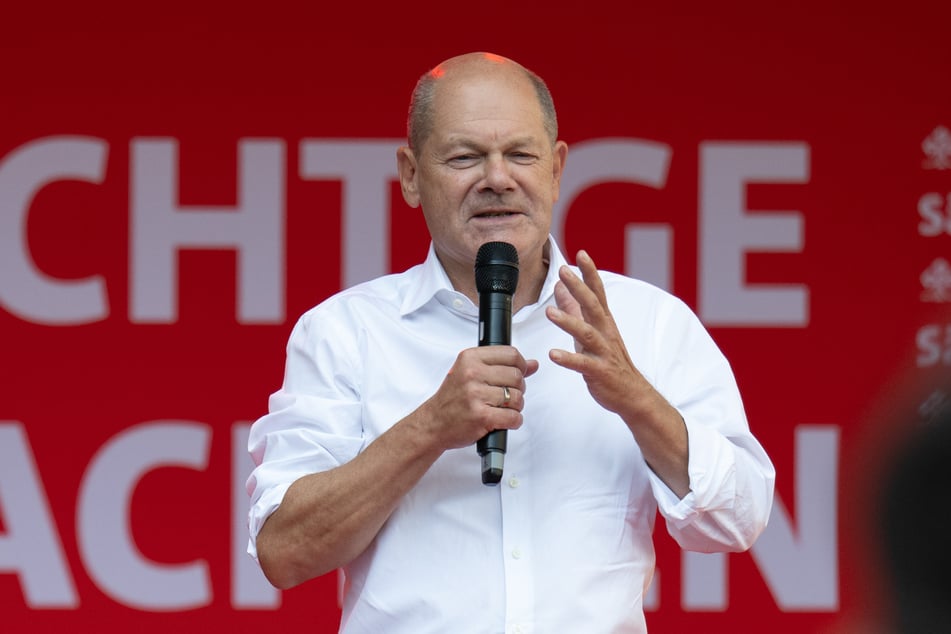 Bundeskanzler Olaf Scholz (66, SPD) am Freitag in Chemnitz.