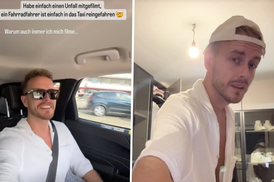 Im Taxi filmte sich der Influencer kurz selbst, als das Unglück passierte.