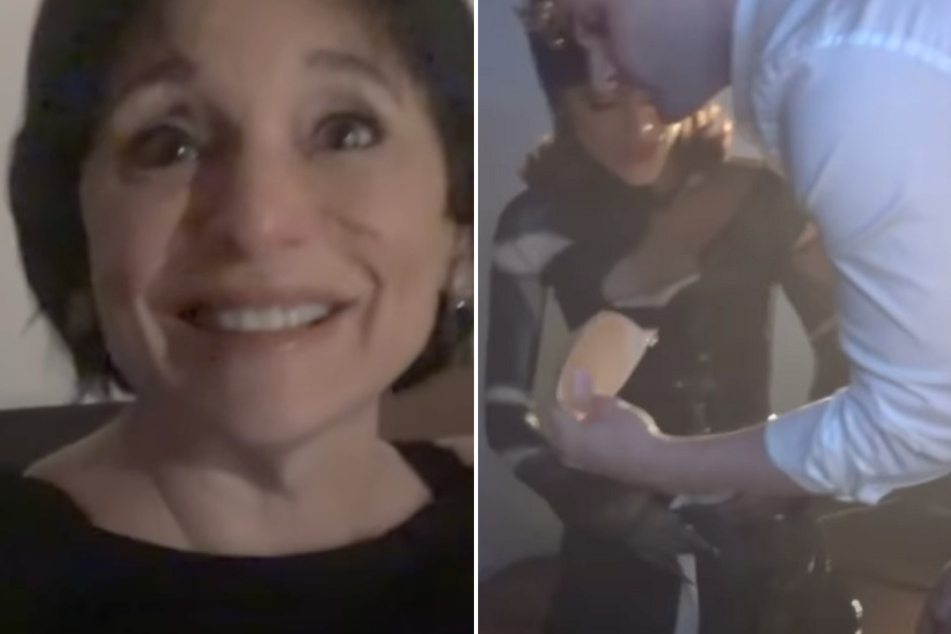 Ariana Grande's mom Joan (l.) took over in the newest behind-the-scenes clips from filming her recent music video.