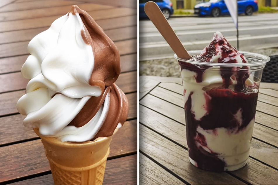 Auch Softeis und Frozen Yoghurt mit eigener Soße bietet die Eisdiele an.