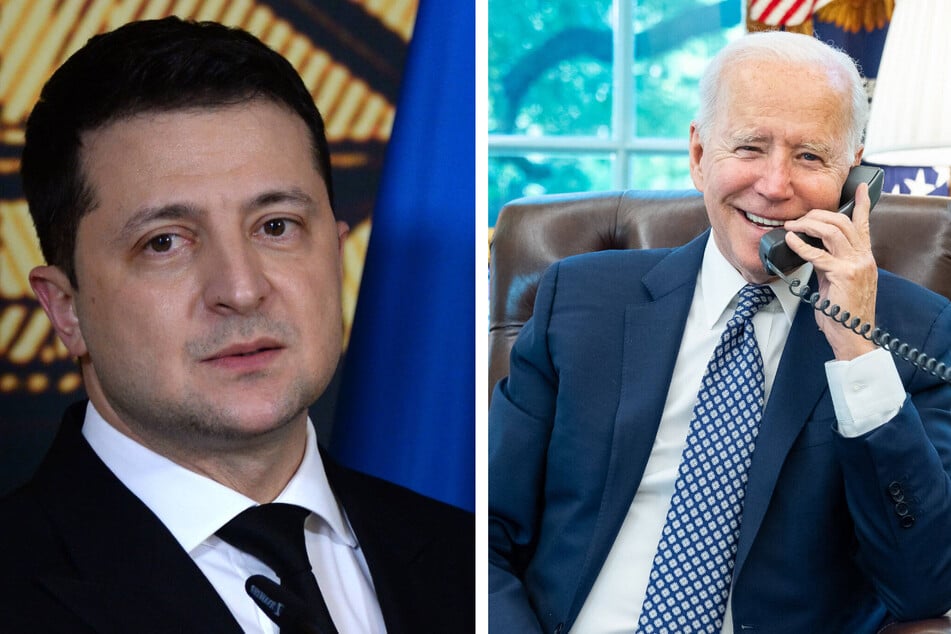 President Joe Biden (r.) will have a phone call with Ukrainian President Volodymyr Zelensky (l.) on Sunday about the ongoing conflict in Ukraine.