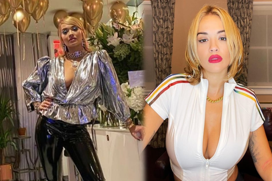 Rita Ora (30) documented her birthday party on her Instagram account and showed off a super chic silver and black party outfit.