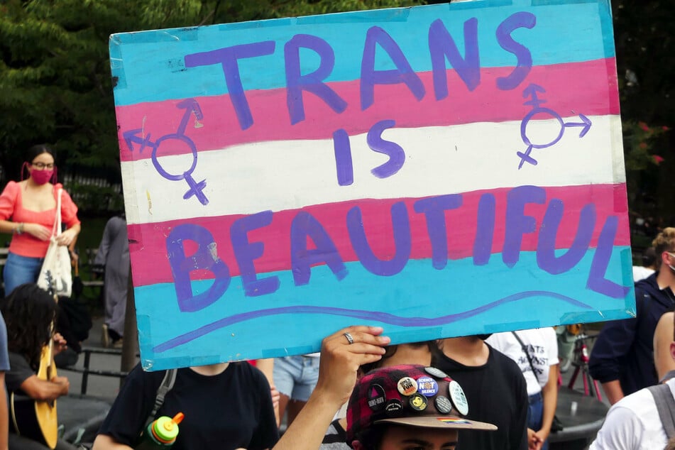 Transgender rights advocates protesting in New York, July 2020.