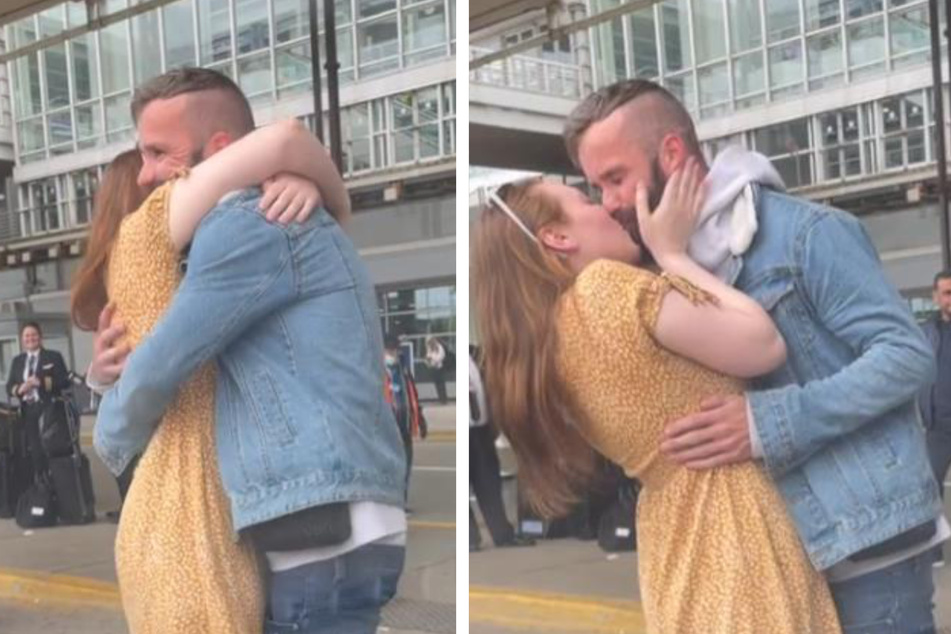 Paddy Campbell und Bridget Kelly küssten sich direkt am Flughafen.