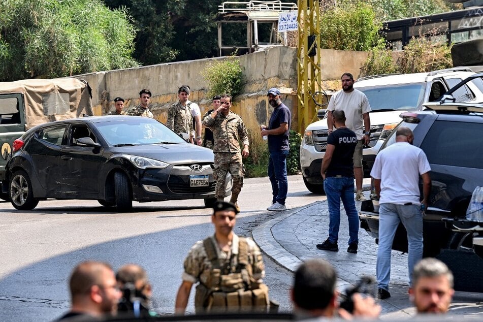 Lebanese army forces deploy near the US embassy in Beirut on June 5, 2024, after a Syrian man was arrested following a nearby shooting.