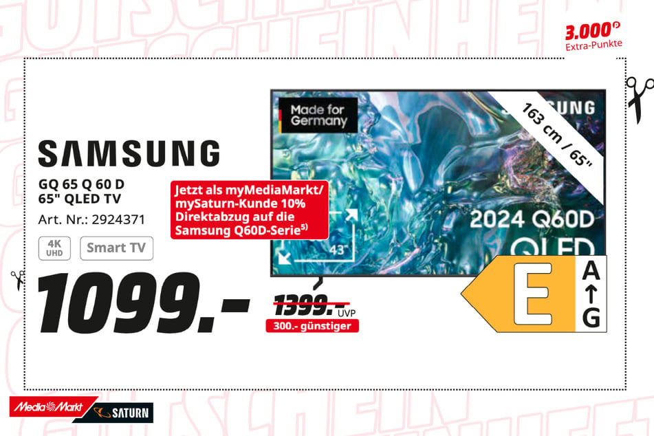 65-Zoll Samsung-Fernseher für 1.099 statt 1.399 Euro.