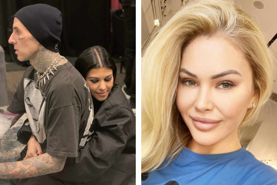 Shanna Moakler (r), ex-wife of Travis Barker, opened up this week about why she's not a fan of his relationship with Kourtney Kardashian (c).