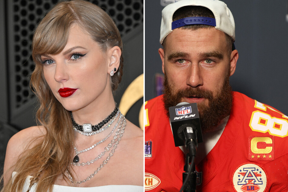 Taylor Swift (l.) and Travis Kelce attempted to evade the paparazzi after a date night in Los Angeles on Tuesday.