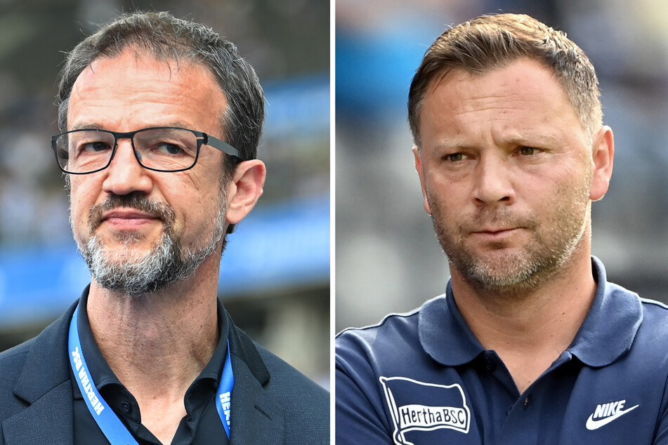 Harmonie wie man sie sich zwischen zwei Herthaner vorstellen würde, gibt es zwischen Fredi Bobic (49, l.) und Pal Dardai (45) zurzeit nicht.
