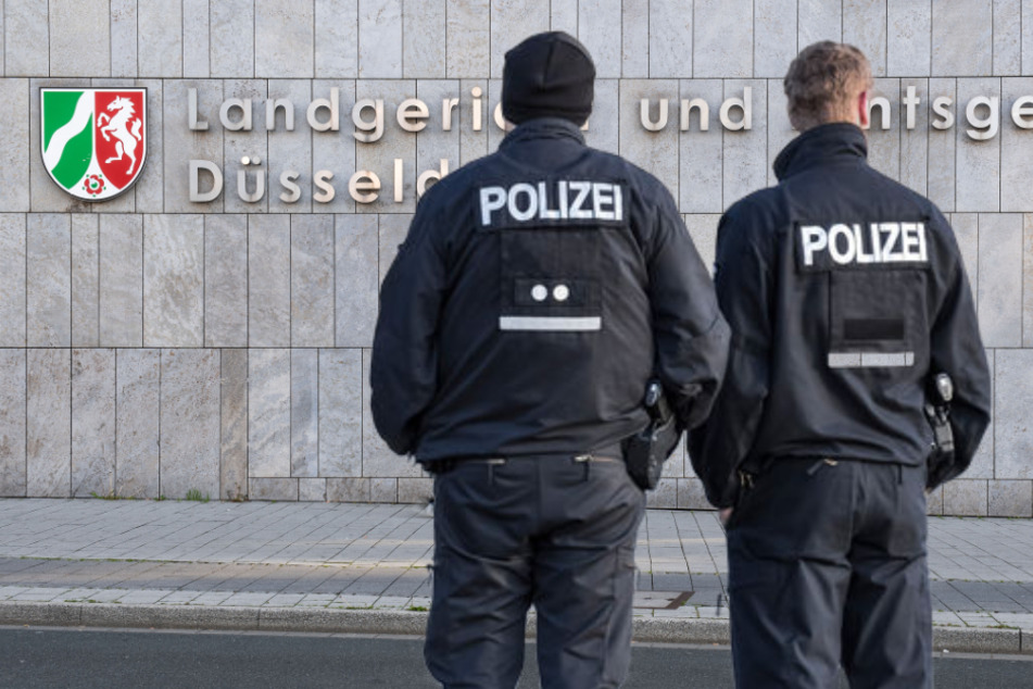 Zwei Polizisten stehen ab Mittwoch vor Gericht, weil sie einen Mann in der Düsseldorfer Altstadt schwer verletzt haben sollen. (Fotomontage)