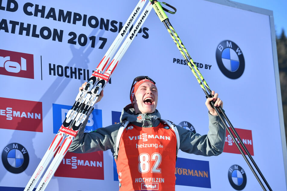 Der Weltmeistertitel im Sprint 2017 in Hochfilzen war der größte Erfolg von Benedikt Doll (33).