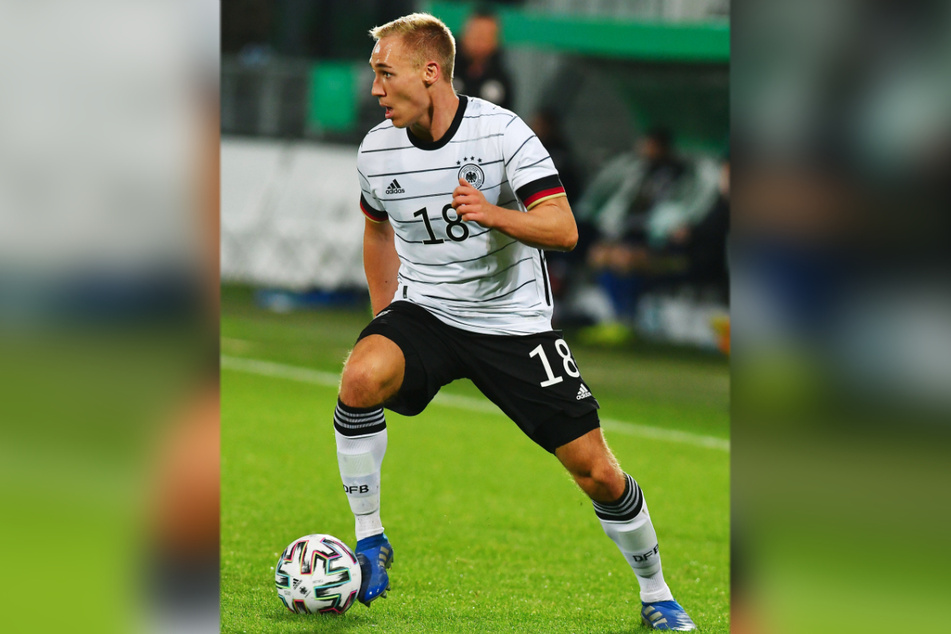 Aues Florian Krüger (22) im Trikot des DFB. Ab Mittwoch trägt er das für Deutschland bei der U21-EM.