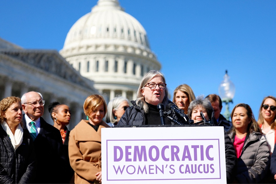 Congresswoman Susan Wild speaks during a news conference on In Vitro Fertilization treatment in Washington DC on February 29, 2024.