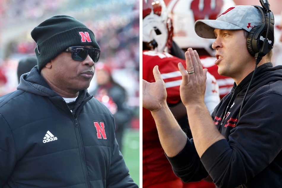 Mickey James (l) and Jim Leonhard(r) currently heads Nebraska and Wisconsin football respectively, after the firing of Scott Frost (Nebraska) and Paul Chryst (Wisconsin).