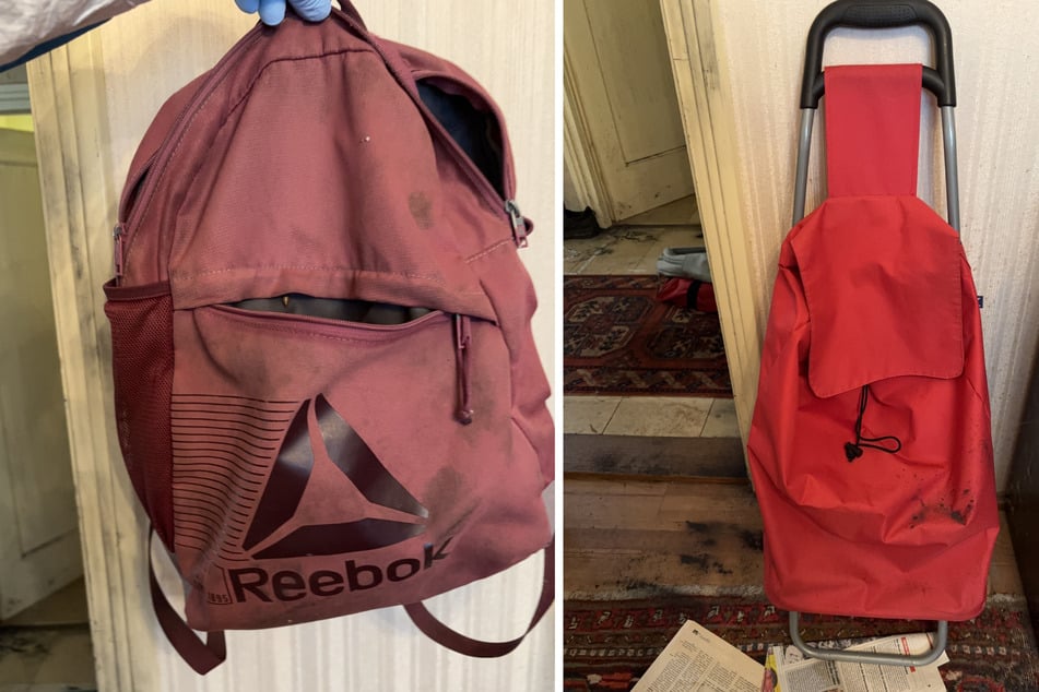Der Getötete soll regelmäßig mit diesem Rucksack und diesem Einkaufstrolley zu Fuß unterwegs gewesen sein.
