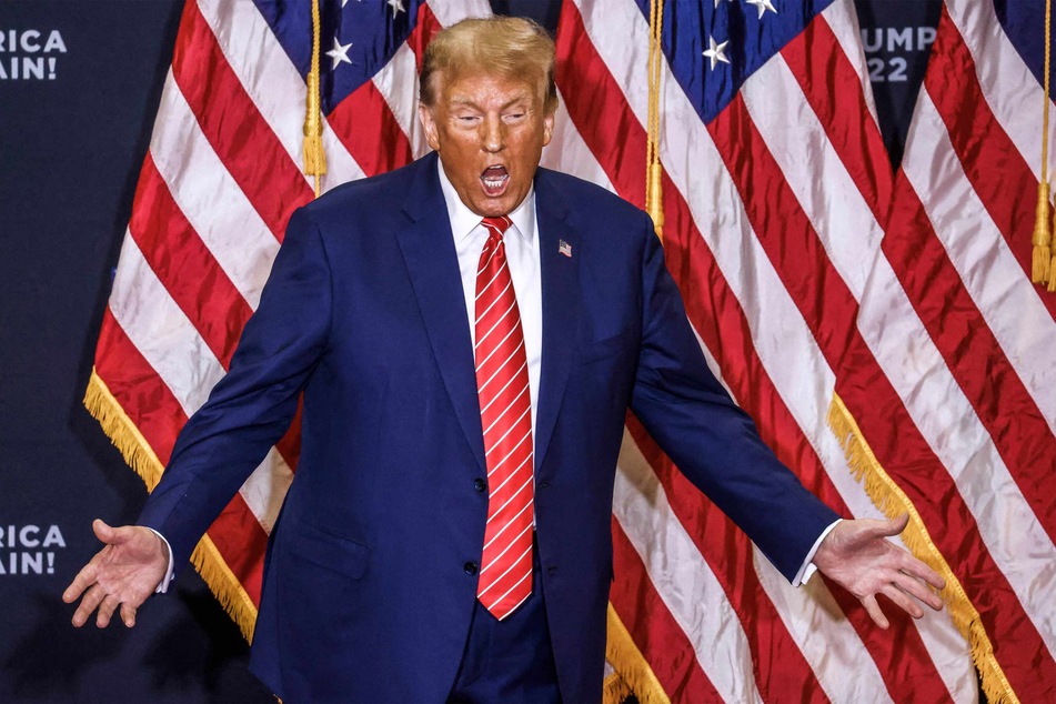 Former President Donald Trump at a campaign rally in Clinton, Iowa, on Saturday evening.