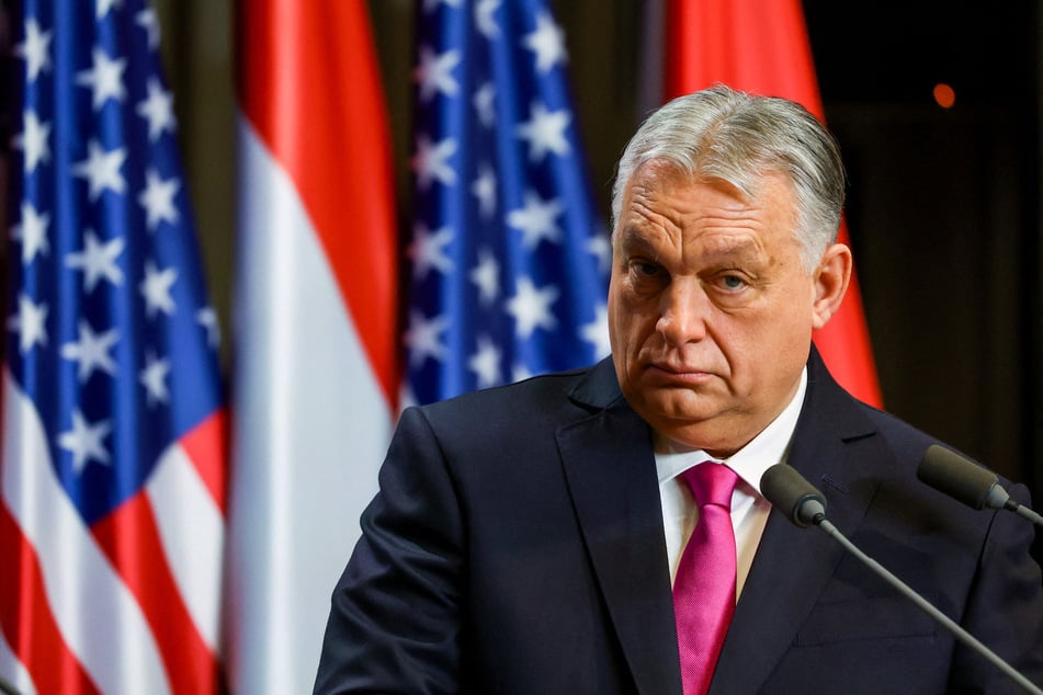 Hungarian Prime Minister Viktor Orban speaks during a press conference in Budapest on February 16, 2026.