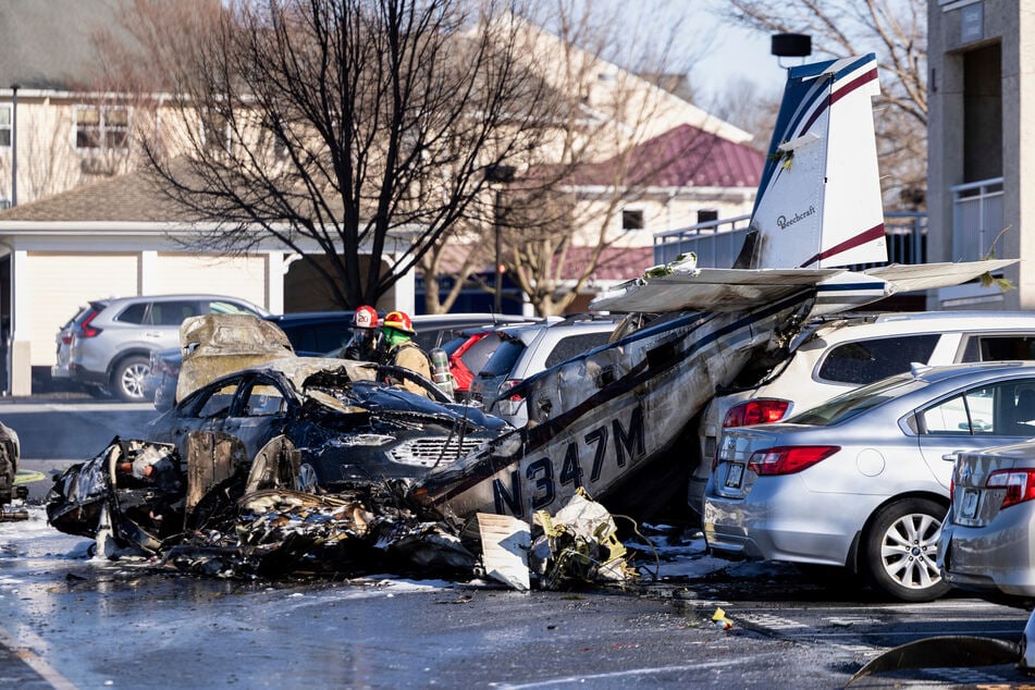 Several cars in the parking lot were damaged.