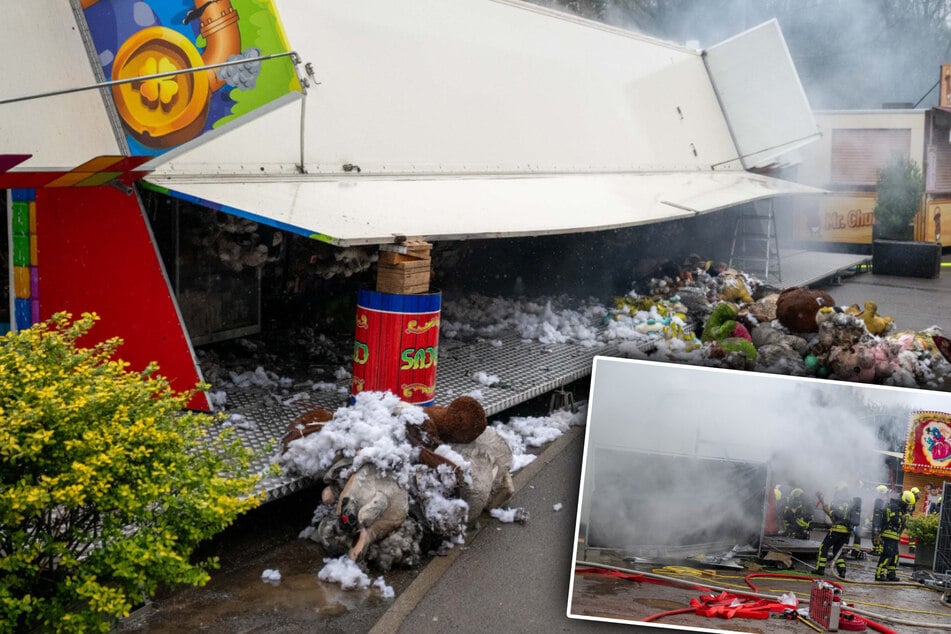 Leipzig: Dutzende verschmorte Plüschtiere: Schaustellerwagen auf Leipziger Kleinmesse in Brand
