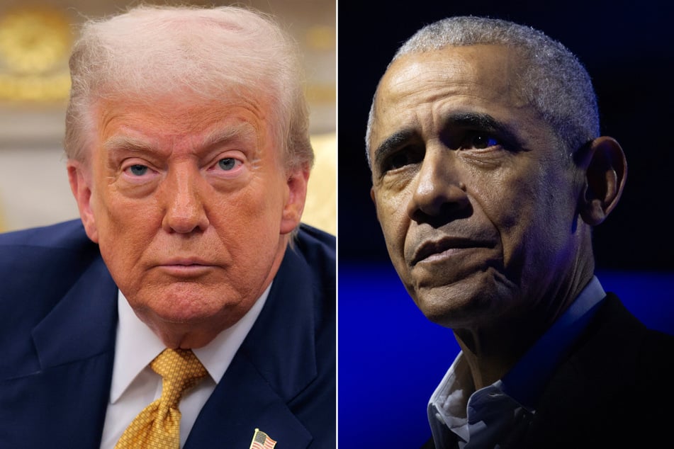 Donald Trump (l.) on Tuesday accused his predecessor Barack Obama of "treason" and called for his prosecution over a report alleging that officials in the Democrat's administration had manipulated information on Russia's interference in the 2016 election.
