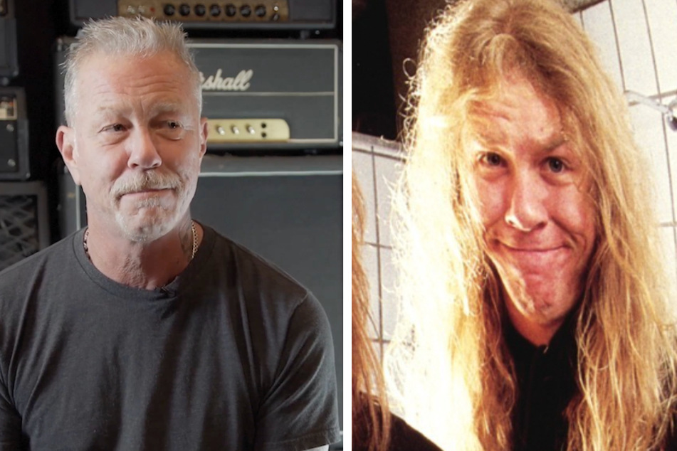 James Hetfield ist der Gründer der Band Metallica.  Rechts der 1987 59-jährige Sänger und Gitarrist – im Alter von 23 Jahren.