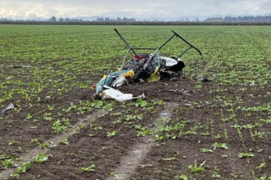 Überreste eines der Hubschrauber nach der Kollision in der Luft.