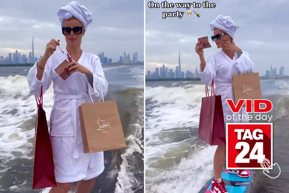 viral videos: Viral Video of the Day for May 23, 2023: Multitasking queen stays fabulous even on a surfboard!