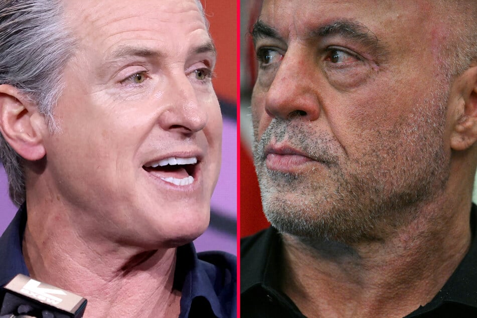 Governor Gavin Newsom (l.) slammed Joe Rogan for refusing to have him on his show.