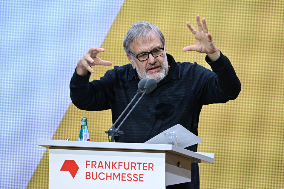 Slavoj Zizek, slowenischer Philosoph, spricht während der Eröffnungsfeier der Frankfurter Buchmesse.