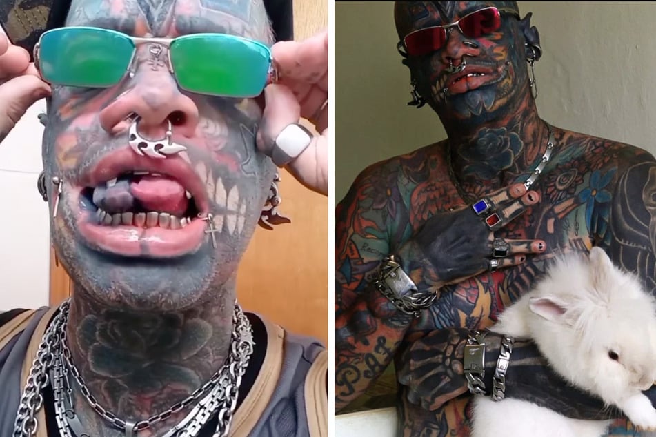 Tattooed man who's spent over $35K on ink splits hand in body mod first