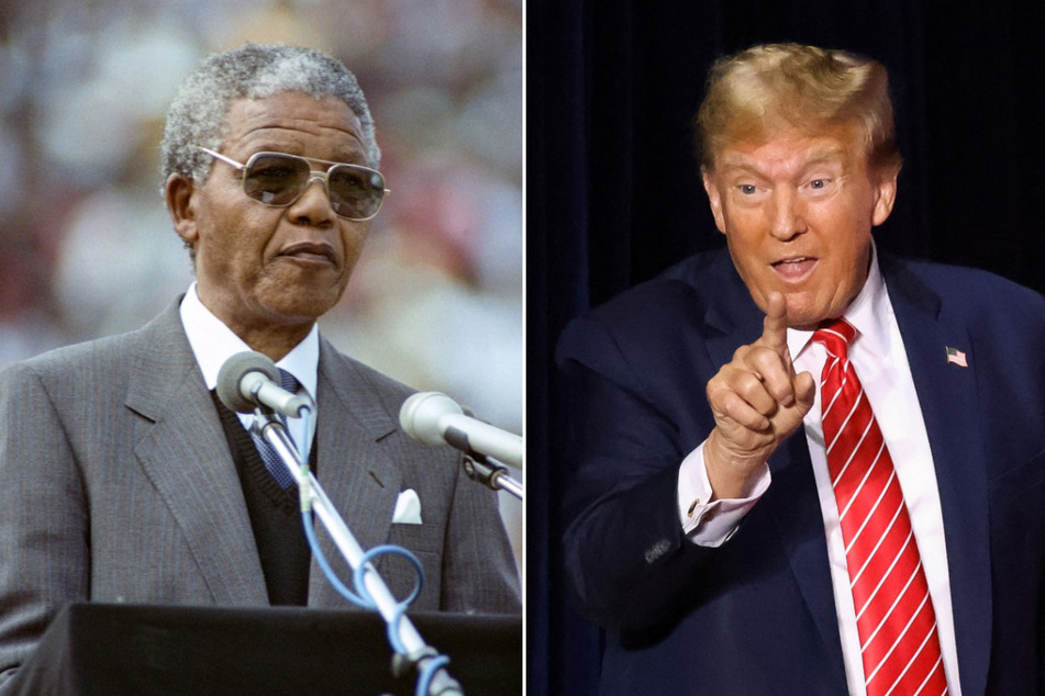 Republican presidential candidate Donald Trump (r.) has once again compared himself with anti-apartheid icon and former South African President Nelson Mandela.