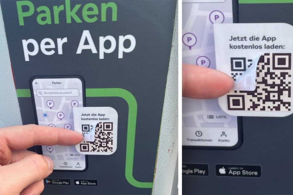 Die Betrüger haben den eigentlichen QR-Code des Parkunternehmens mit ihrem Code überklebt.