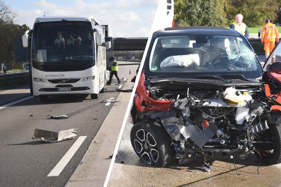 Unfall A6: Unfall auf der A6 mit vier Fahrzeugen: Ein Schwerverletzter