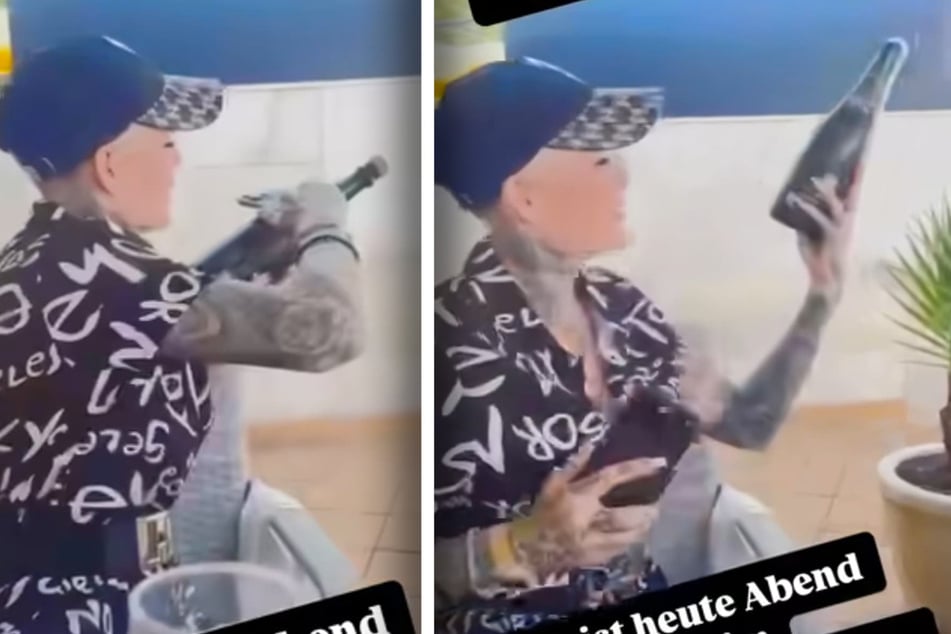 Gekonnt entfernt Melanie Müller (36) einen Moët-Korken mit ihrem Handy.