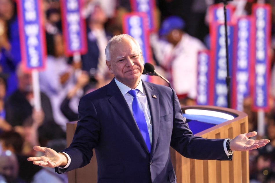 Tim Walz after accepting the vice presidential nomination during the Democratic National Convention in Chicago, Illinois on August 21, 2024.