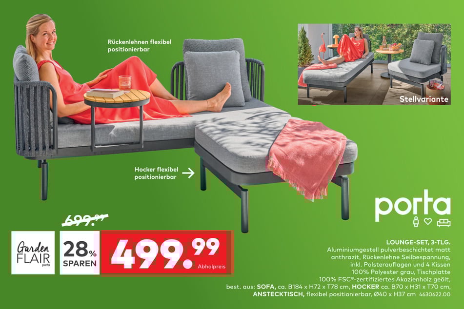 Sichert Euch dieses schöne Lounge-Set für nur 499,99 Euro Abholpreis.