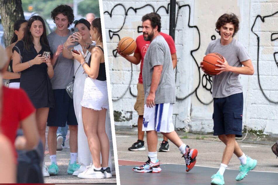 Timothée Chalamet and Adam Sandler sport fresh kicks while balling out in NYC