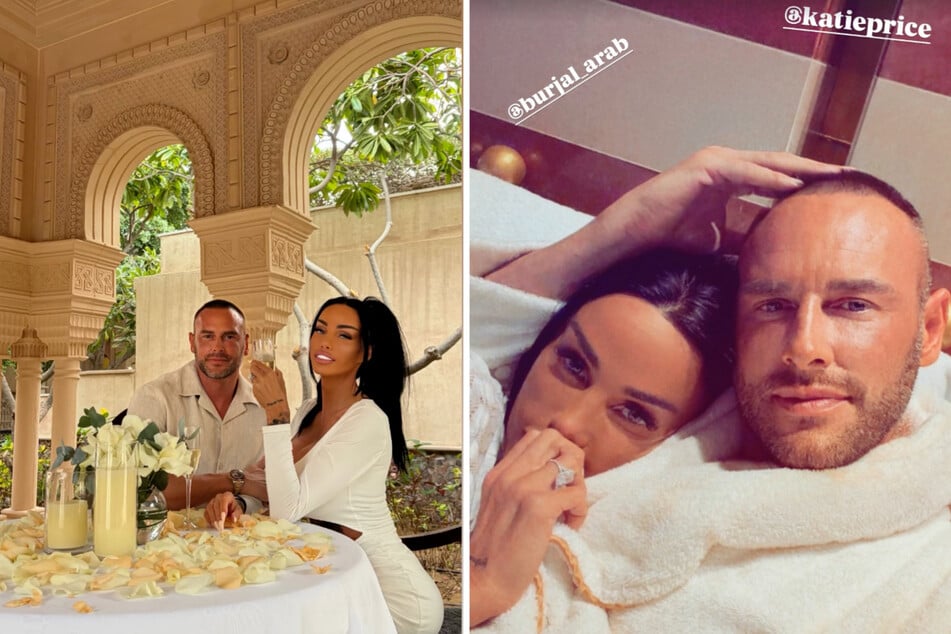 Das frischgebackene Ehepaar schwebt auf Wolke sieben - zumindest wirkt es so.