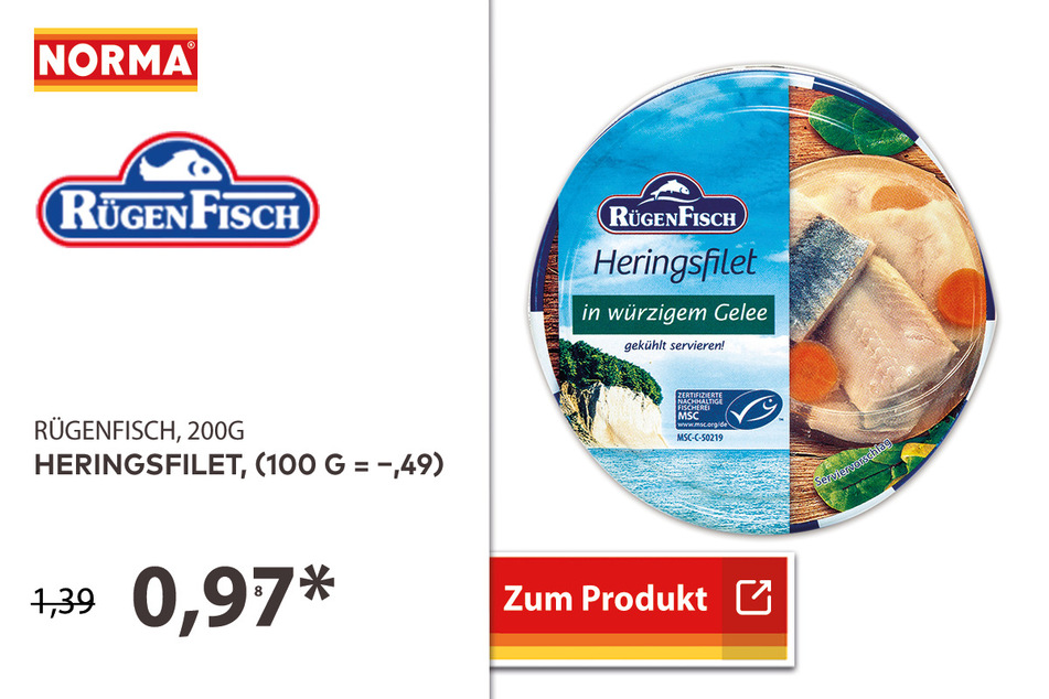 Rügenfisch Heringsfilet, 200g für 0,97 Euro.