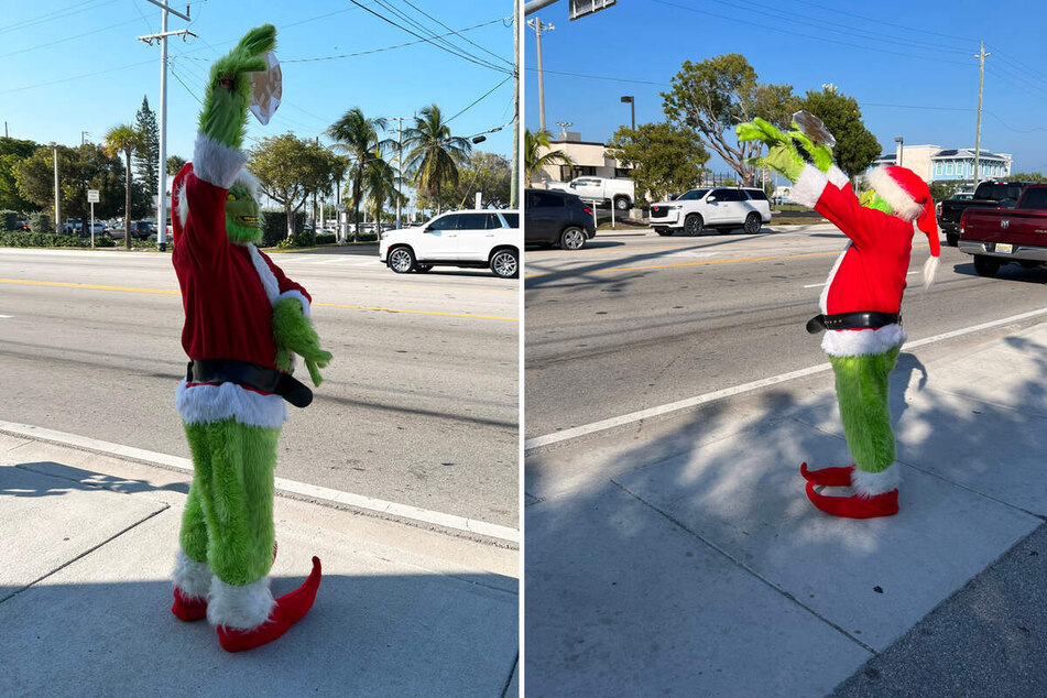Florida police officer dressed as the Grinch gives speeders a smelly choice